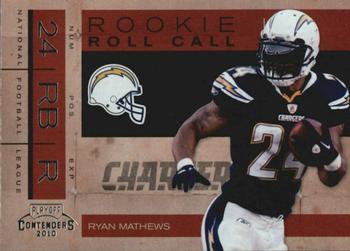 2010 Playoff Contenders - Rookie Roll Call #6 Ryan Mathews  Front