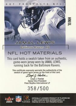 2004 Fleer Hot Prospects - Hot Materials #HM/JL Jamal Lewis Back