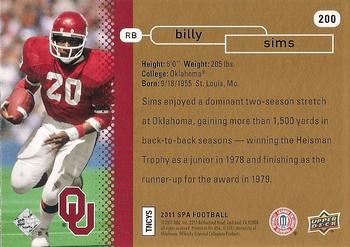 2011 SP Authentic #200 Billy Sims Back