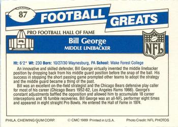 1989 Swell Greats #87 Bill George Back