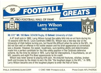 1989 Swell Greats #95 Larry Wilson Back