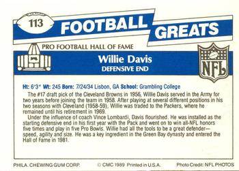 1989 Swell Greats #113 Willie Davis Back