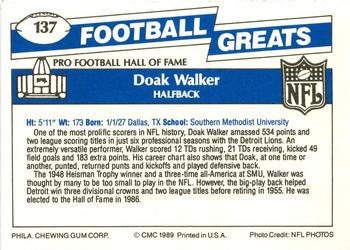 1989 Swell Greats #137 Doak Walker Back