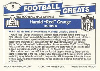 1989 Swell Greats #5 Harold Grange Back