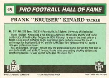 1990 Swell Greats #45 Frank Kinard Back