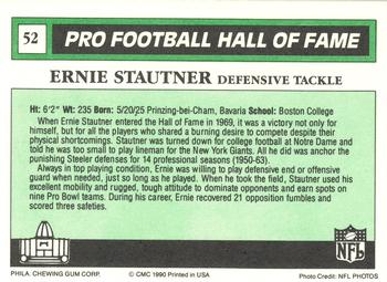 1990 Swell Greats #52 Ernie Stautner Back