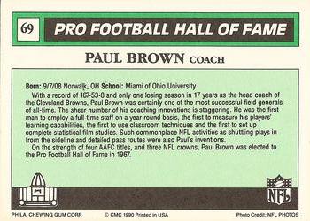 1990 Swell Greats #69 Paul Brown Back