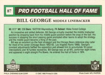 1990 Swell Greats #87 Bill George Back