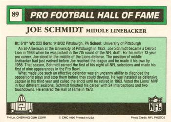 1990 Swell Greats #89 Joe Schmidt Back