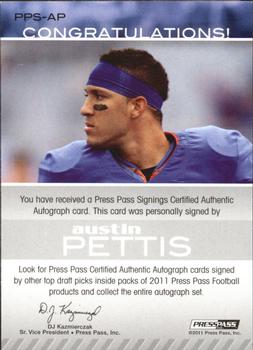 2011 Press Pass - Autographs Bronze #PPS-AP Austin Pettis Back