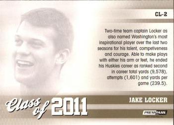 2011 Press Pass - Class of 2011 #CL-2 Jake Locker Back