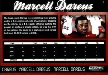 2011 Press Pass - Reflectors #1 Marcell Dareus Back