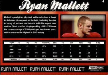 2011 Press Pass - Reflectors #4 Ryan Mallett Back