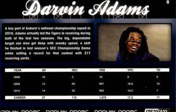 2011 Press Pass - Reflectors #8 Darvin Adams Back