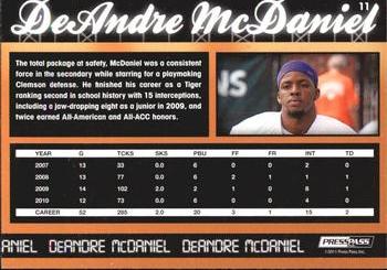 2011 Press Pass - Reflectors #11 DeAndre McDaniel Back