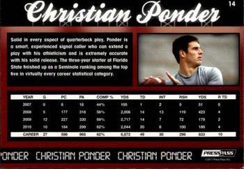 2011 Press Pass - Reflectors #14 Christian Ponder Back