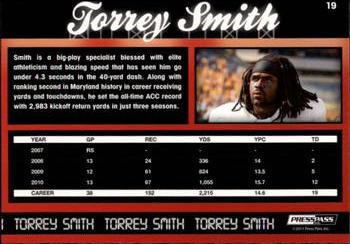 2011 Press Pass - Reflectors #19 Torrey Smith Back