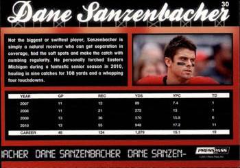 2011 Press Pass - Reflectors #30 Dane Sanzenbacher Back