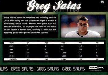 2011 Press Pass - Reflectors #46 Greg Salas Back