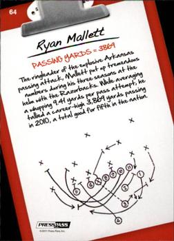 2011 Press Pass - Reflectors #64 Ryan Mallett Back
