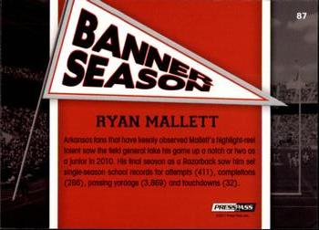 2011 Press Pass - Reflectors #87 Ryan Mallett Back