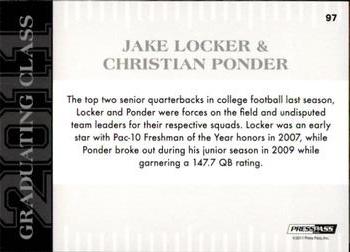 2011 Press Pass - Reflectors #97 Jake Locker / Christian Ponder Back
