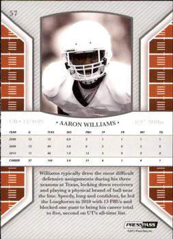 2011 Press Pass Legends - Bronze #57 Aaron Williams Back