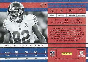 2011 Playoff Contenders #57 Mario Manningham Back