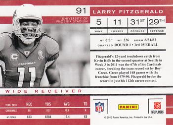 2011 Playoff Contenders #91 Larry Fitzgerald Back