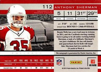 2011 Playoff Contenders #112 Anthony Sherman Back