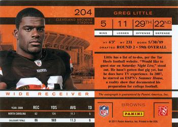 2011 Playoff Contenders #204 Greg Little Back