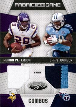 2010 Panini Certified - Fabric of the Game Combos Prime #6 Adrian Peterson / Chris Johnson  Front