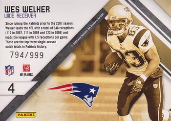 2010 Panini Certified - Gold Team #4 Wes Welker  Back