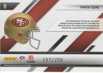 2010 Panini Certified - Shirt Off My Back Materials #8 Frank Gore Back