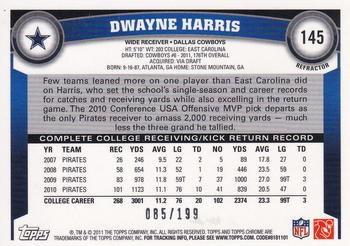 2011 Topps Chrome - Blue Refractors #145 Dwayne Harris Back