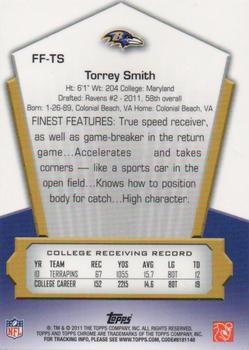 2011 Topps Chrome - Finest Freshman #FF-TS Torrey Smith Back
