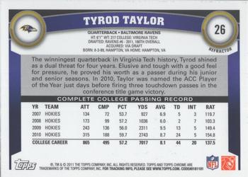 2011 Topps Chrome - Orange Refractors #26 Tyrod Taylor  Back