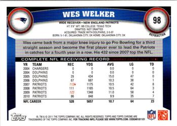 2011 Topps Chrome - Orange Refractors #98 Wes Welker  Back