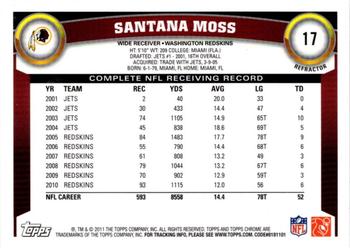 2011 Topps Chrome - Refractors #17 Santana Moss  Back