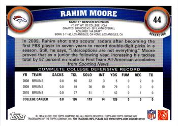 2011 Topps Chrome - Refractors #44 Rahim Moore  Back