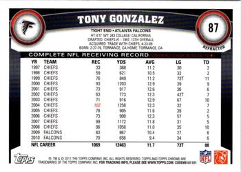 2011 Topps Chrome - Refractors #87 Tony Gonzalez  Back