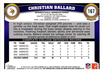 2011 Topps Chrome - Refractors #167 Christian Ballard  Back