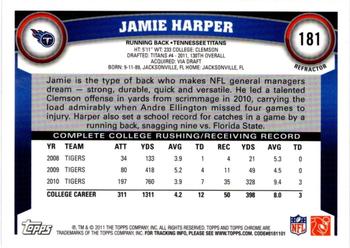 2011 Topps Chrome - Refractors #181 Jamie Harper  Back