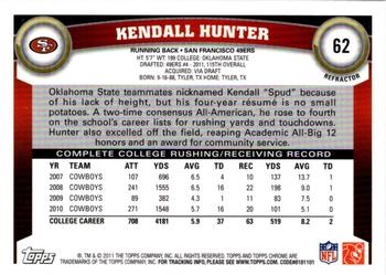 2011 Topps Chrome - Xfractors #62 Kendall Hunter Back