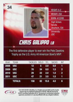 2012 SAGE HIT #34 Chris Galippo Back