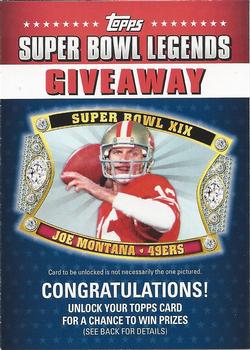 2011 Topps - Super Bowl Legends Giveaway #SBLG-3 Joe Montana Front