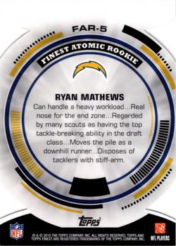 2010 Finest - Atomic Refractor Rookies #FAR-5 Ryan Mathews  Back