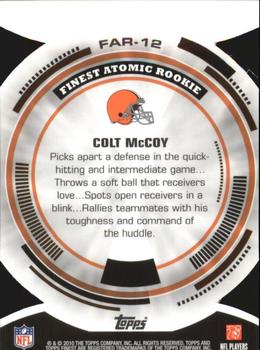 2010 Finest - Atomic Refractor Rookies #FAR-12 Colt McCoy  Back
