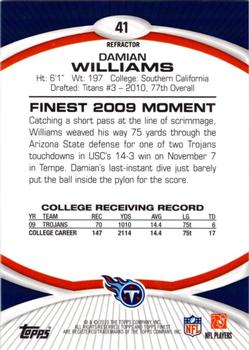 2010 Finest - Gold Refractors #41 Damian Williams  Back