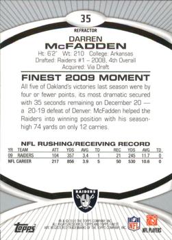 2010 Finest - Refractors #35 Darren McFadden  Back